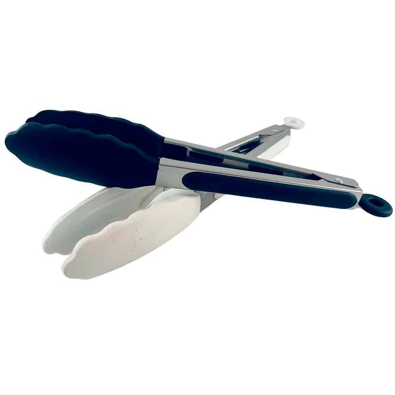 Silikontang og rustfritt stål grilltang - 23/30 cm - Hvit / Svart | Luvikno