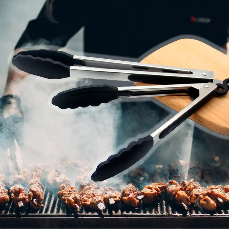 Silikontang og rustfritt stål grilltang - 23/30 cm - Hvit / Svart | Luvikno