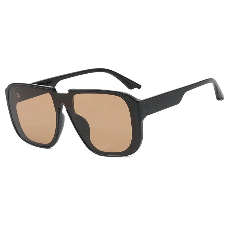 Dame trendy firkantet solbrille med gjennomsiktig, grønn ramme og beskyttende UV-filter Luvikno