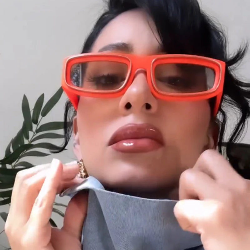 Damer trendy rektangulære solbriller med elegant fargespill Luvikno