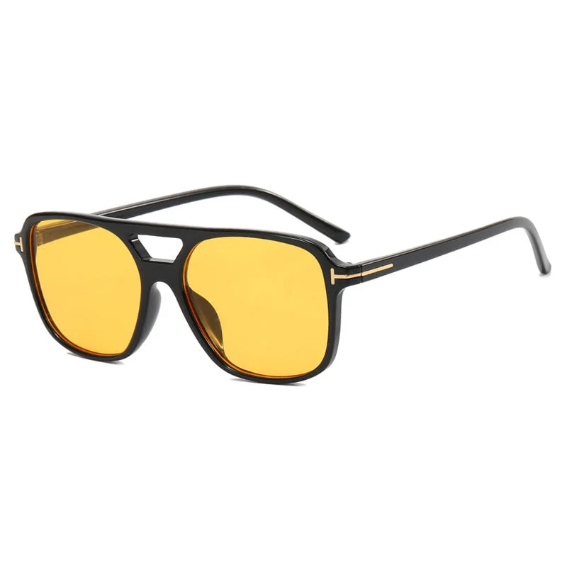 Damer trendy kvadratisk solbrille med detaljert ramme Luvikno