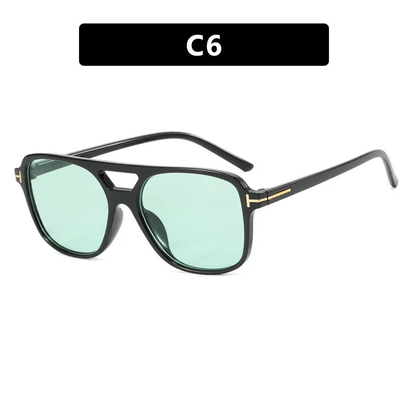 Damer trendy kvadratisk solbrille med detaljert ramme Luvikno