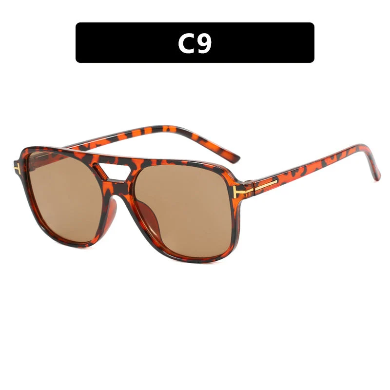 Damer trendy kvadratisk solbrille med detaljert ramme Luvikno