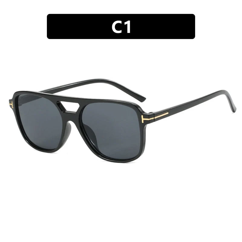 Damer trendy kvadratisk solbrille med detaljert ramme Luvikno