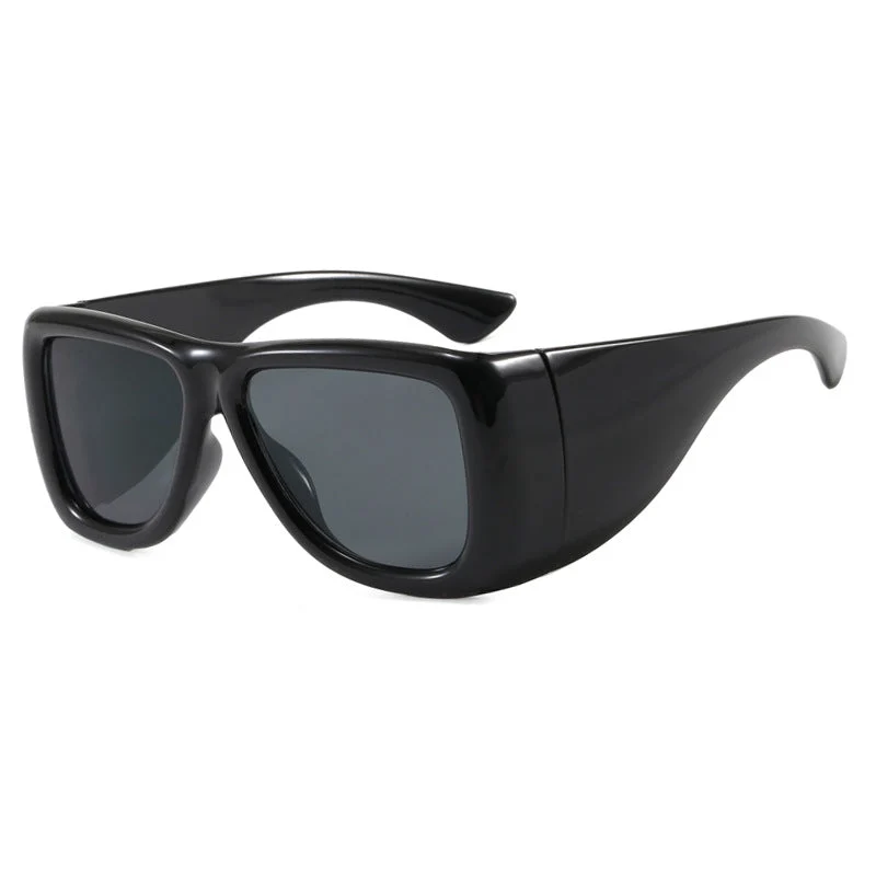 Damer trendy oversized solbriller med markant skjoldpatt-design Luvikno