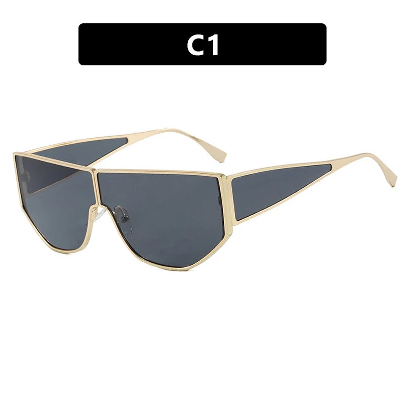 Dame trendy oversized solbriller med markant geometrisk design Luvikno