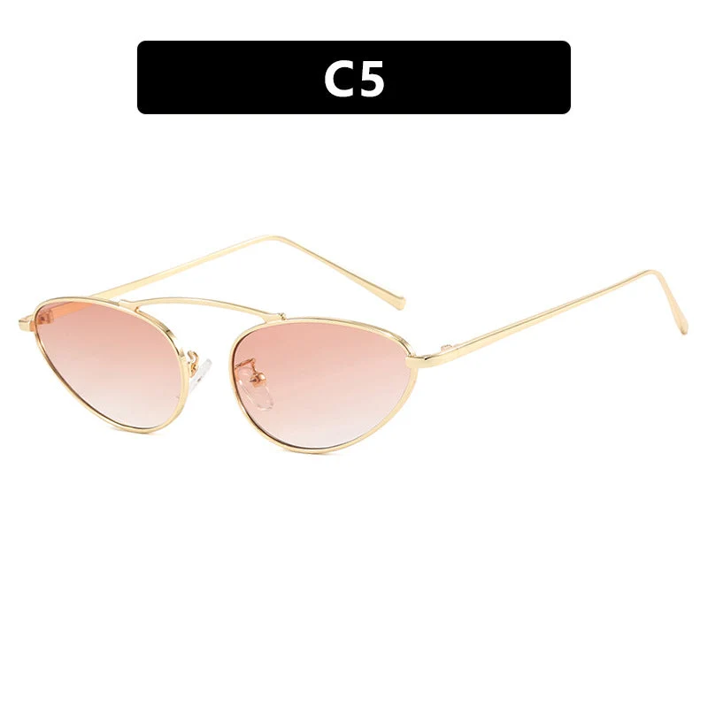 Dame trendy Cat-Eye solbriller med smal metallramme Luvikno