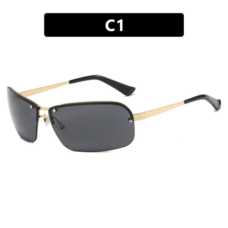 Dame solbriller med store, elegante linser og en moderne metallramme Luvikno