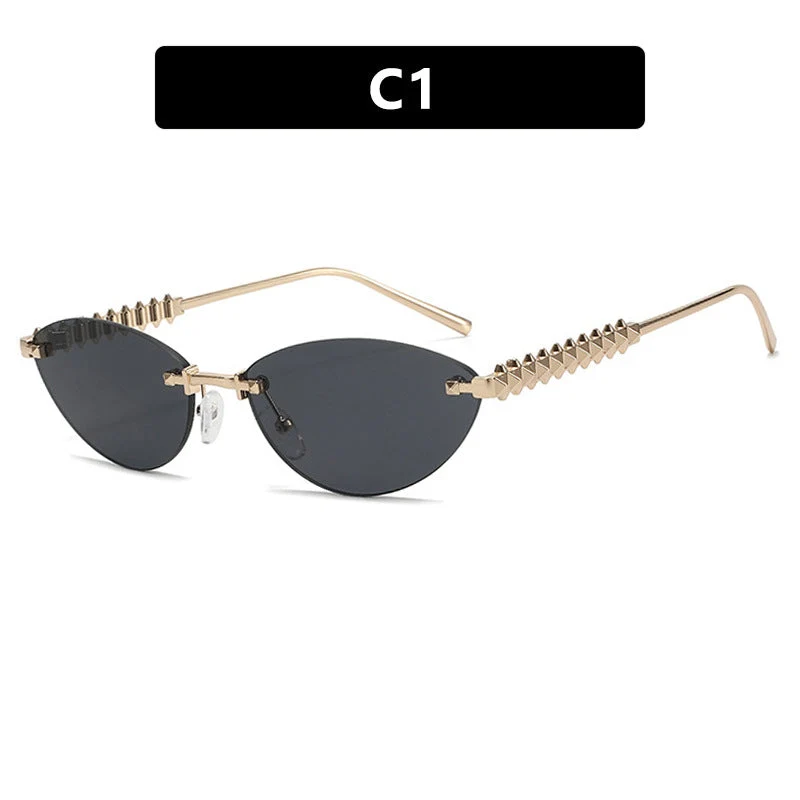 Dame solbrille i moderne, geometrisk design med stilfull metallramme og UV-beskyttelse Luvikno