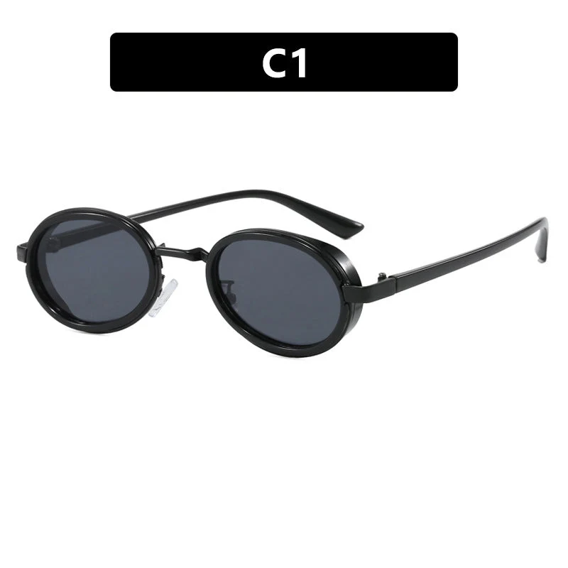 Dame rund solbrille med lette glass og gyldne detaljer Luvikno