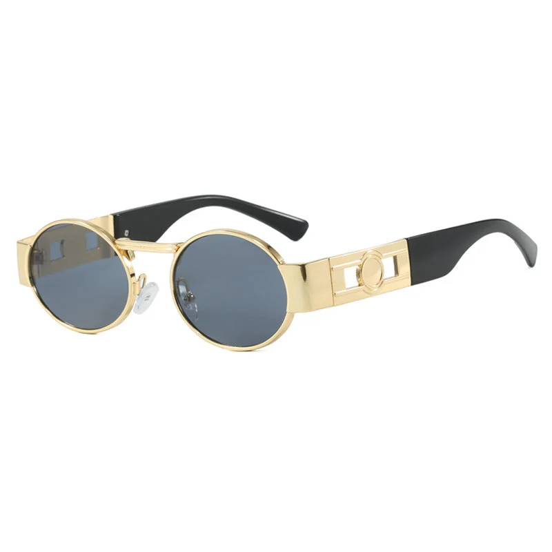 Dame rund solbrille med moderne metallramme og UV-beskyttelse Luvikno