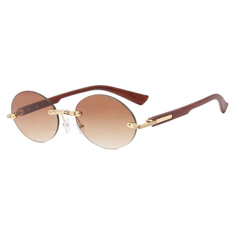 Dame rund solbrille med elegant treinnramme og UV-beskyttelse Luvikno