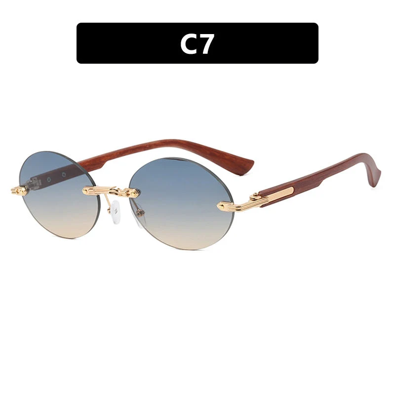 Dame rund solbrille med elegant treinnramme og UV-beskyttelse Luvikno