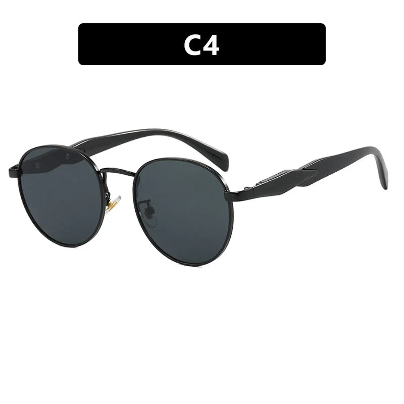 Dame rund solbrille med elegant, gyllen ramme og UV-beskyttelse Luvikno
