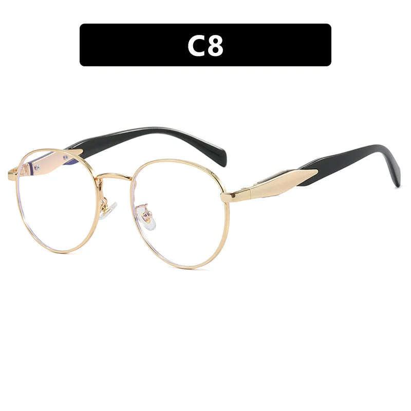 Dame rund solbrille med elegant, gyllen ramme og UV-beskyttelse Luvikno