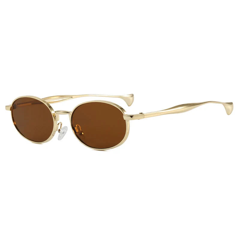 Dame robust rund solbrille med speilglass Luvikno