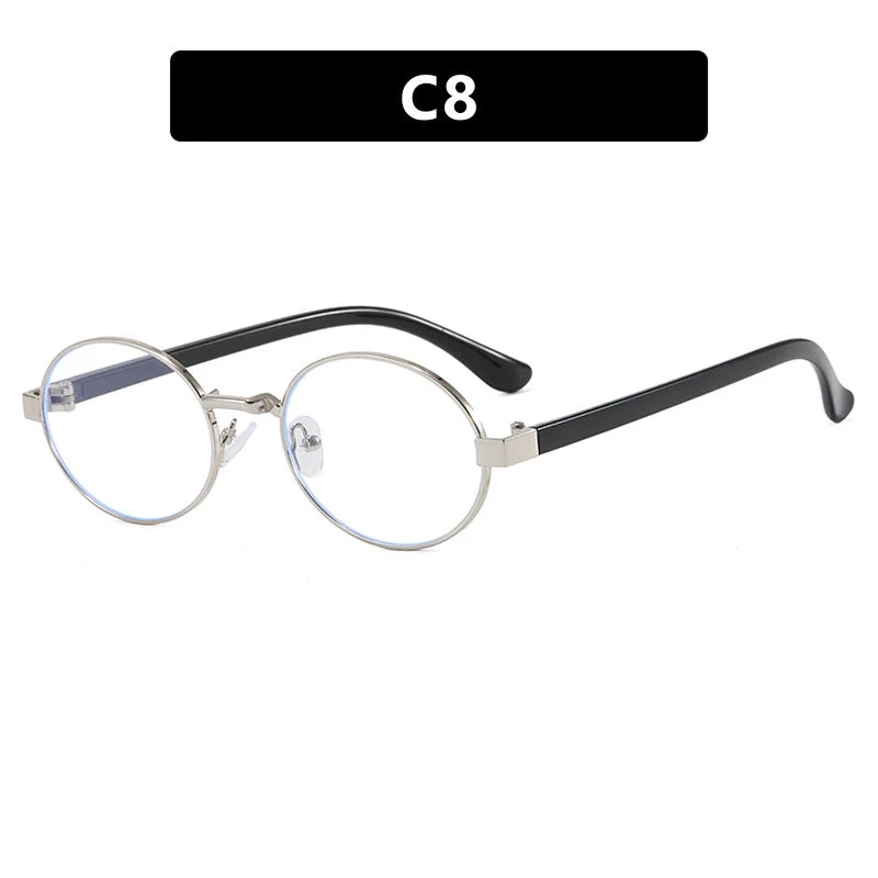 Dame rund brille med elegant metallramme og justerbare nesepads Luvikno