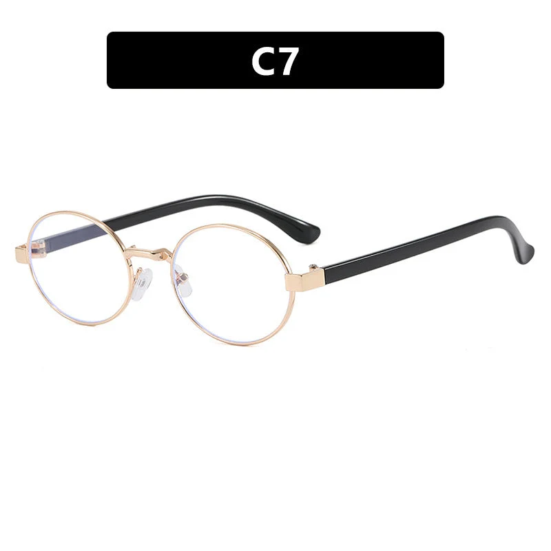 Dame rund brille med elegant metallramme og justerbare nesepads Luvikno