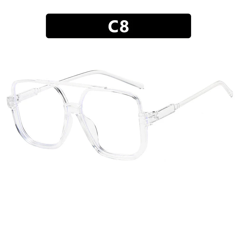 Dame kvadratisk solbrille med gjennomsiktig ramme og grønntonet glass Luvikno