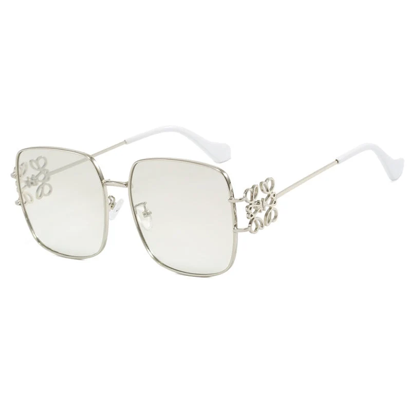 Dame kvadratisk solbrille med filigran design og luksuriøs metallramme Luvikno