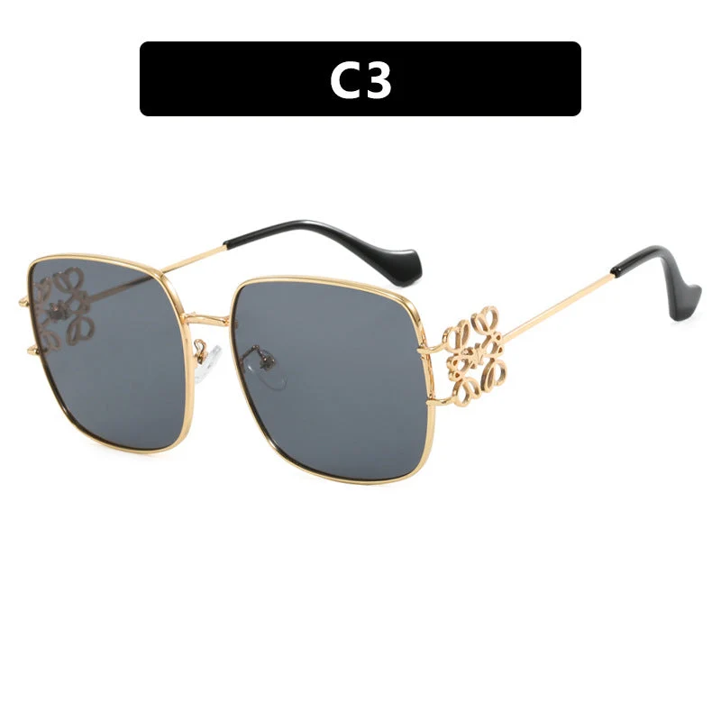 Dame kvadratisk solbrille med filigran design og luksuriøs metallramme Luvikno