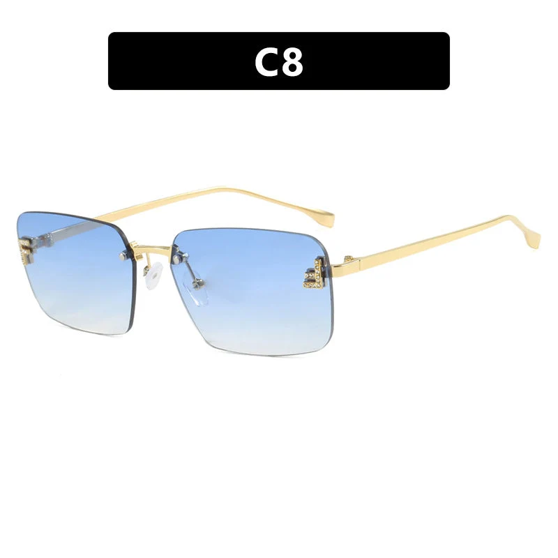 Dame kvadratisk solbrille med elegant gullramme og stilige linser Luvikno