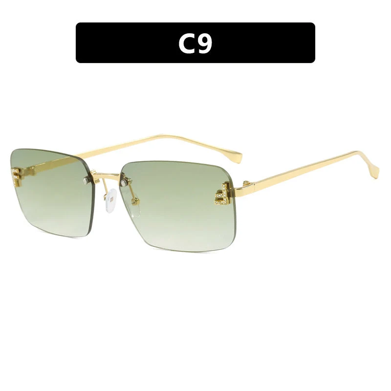 Dame kvadratisk solbrille med elegant gullramme og stilige linser Luvikno