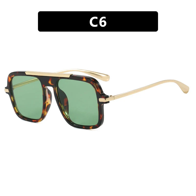 Damer kvadratiske designer solbriller med gullakenter og beskyttende UV-filter Luvikno