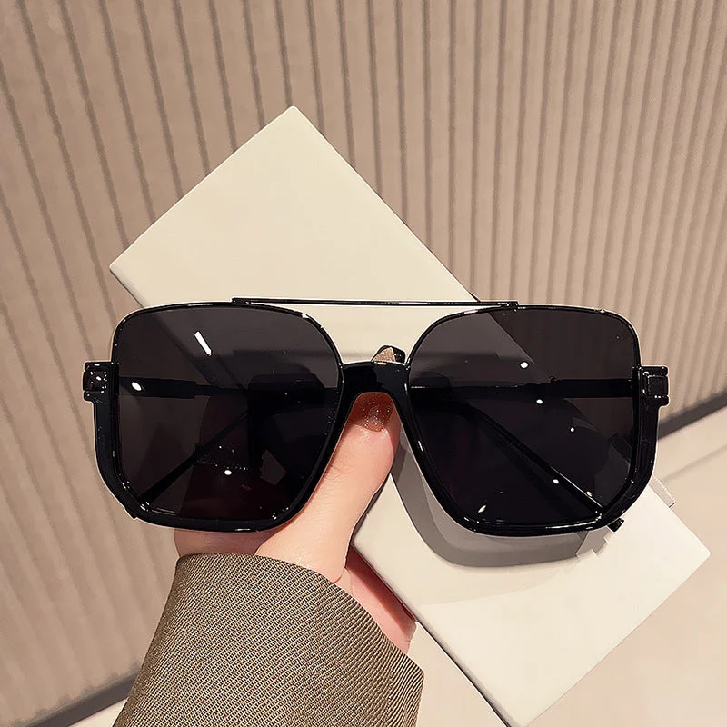 Damer oversized solbriller med trendy kvadratisk ramme og beskyttende UV-filter Luvikno