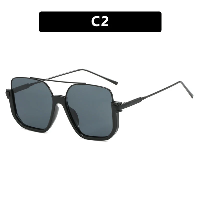 Damer oversized solbriller med trendy kvadratisk ramme og beskyttende UV-filter Luvikno