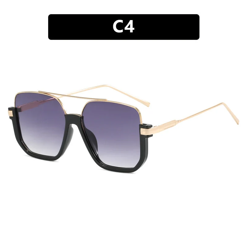 Damer oversized solbriller med trendy kvadratisk ramme og beskyttende UV-filter Luvikno