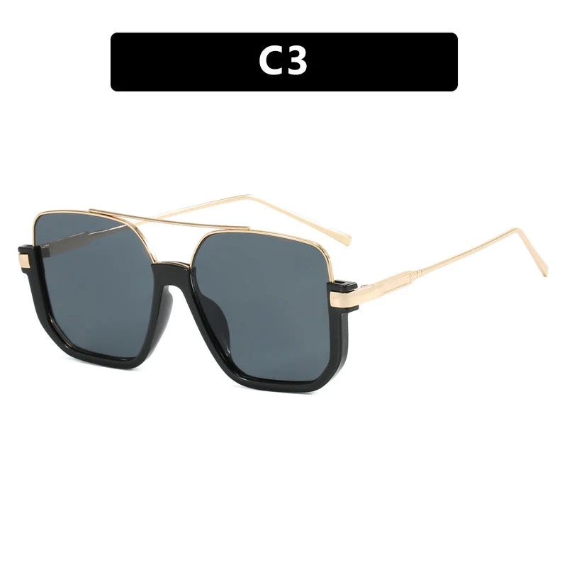 Damer oversized solbriller med trendy kvadratisk ramme og beskyttende UV-filter Luvikno