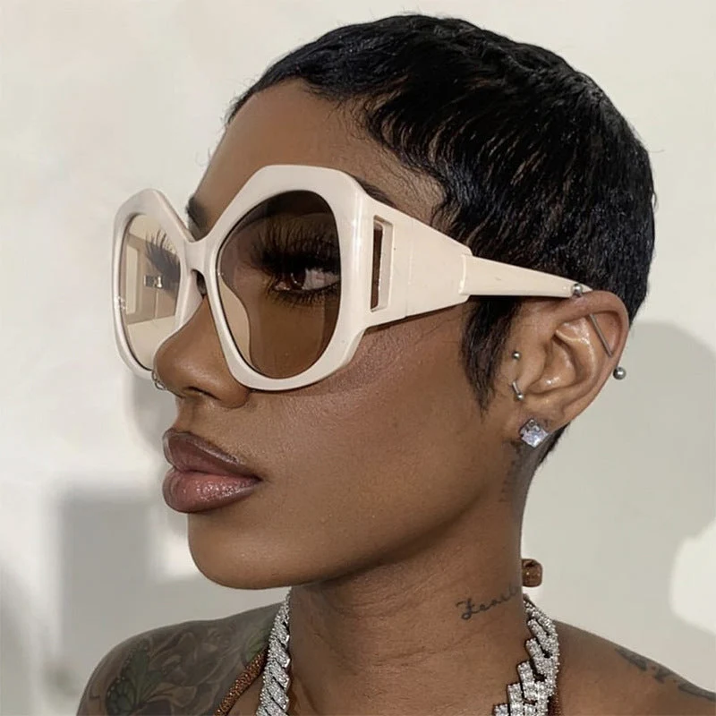 Dame oversized solbrille med futuristisk design Luvikno