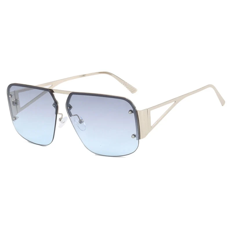 Dame oversized geometrisk solbrille med glatte linjer og beskyttende UV-filter Luvikno