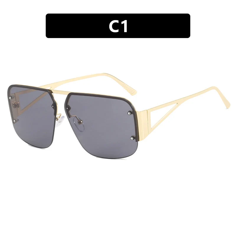 Dame oversized geometrisk solbrille med glatte linjer og beskyttende UV-filter Luvikno