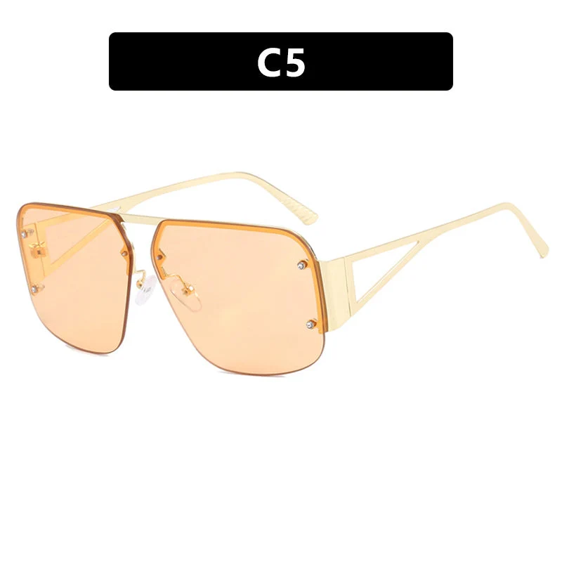 Dame oversized geometrisk solbrille med glatte linjer og beskyttende UV-filter Luvikno