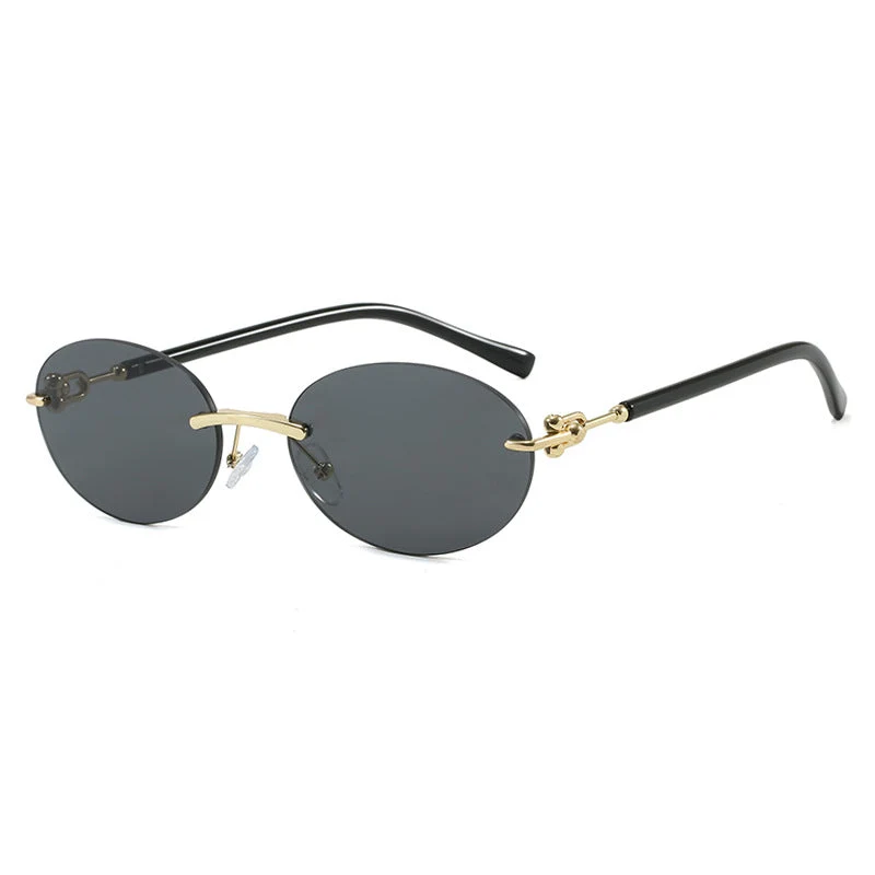 Dame oval solbrille med luksuriøs metallramme og speilbelagte glass Luvikno