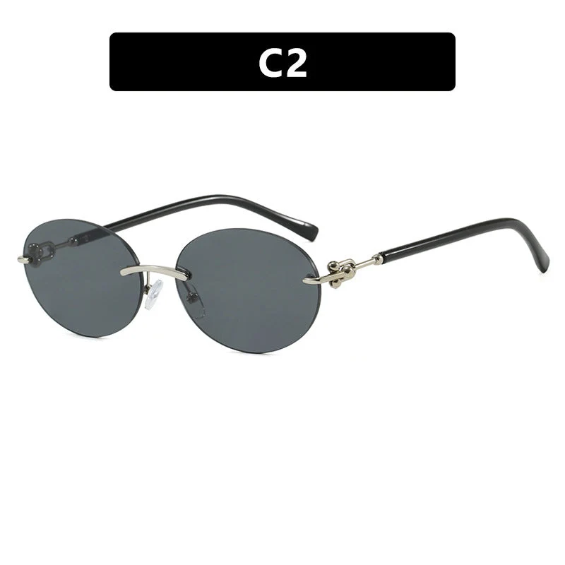 Dame oval solbrille med luksuriøs metallramme og speilbelagte glass Luvikno