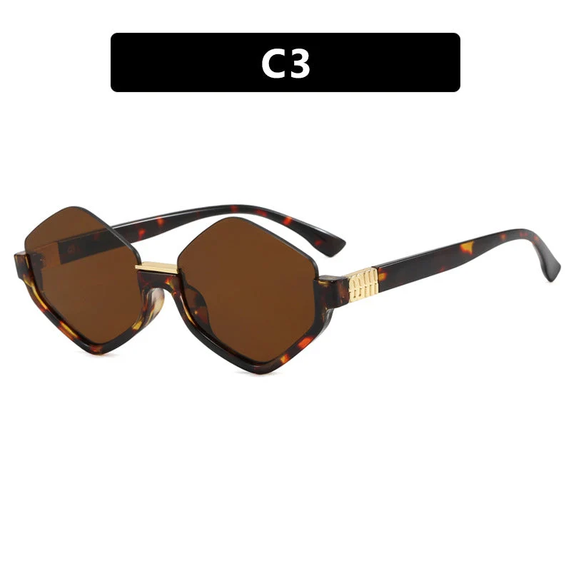 Dame moteriktig solbrille med trendy sekskantet ramme og beskyttende linser Luvikno
