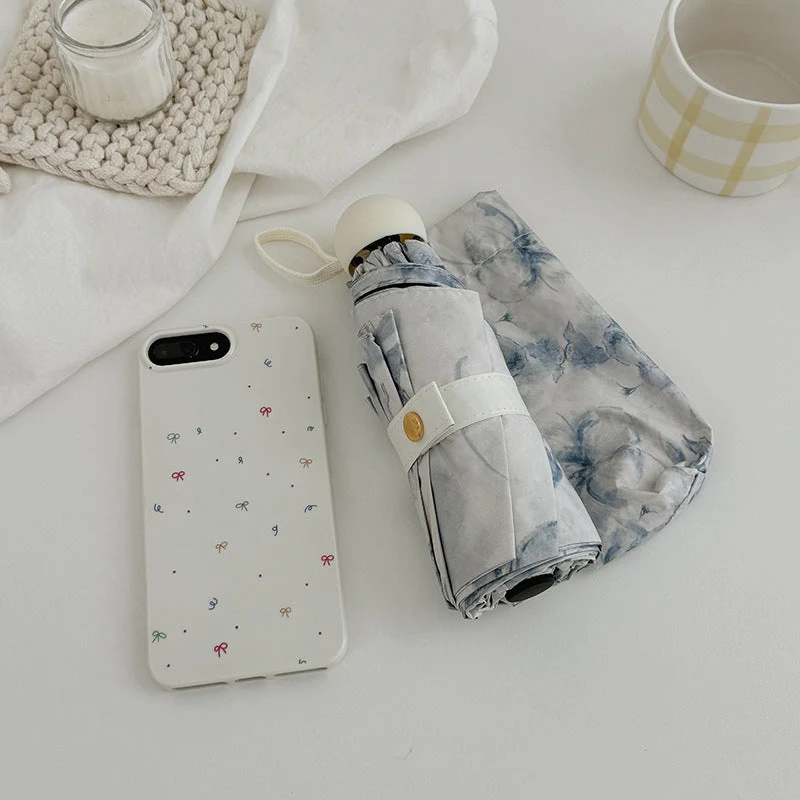 Dame sammenleggbar paraply med romantisk blomsterdesign Luvikno