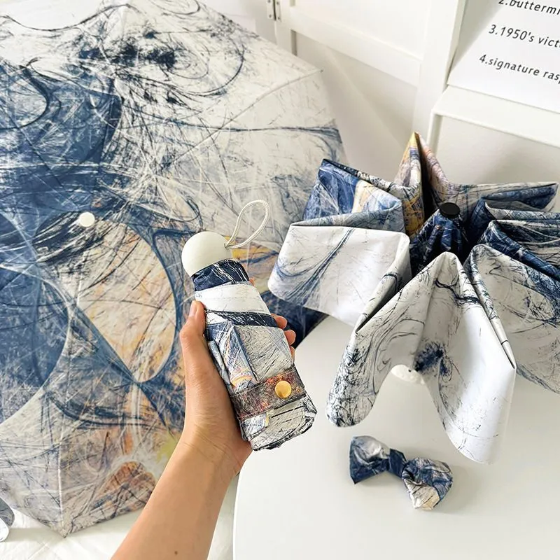 Dame sammenleggbart paraply med kunstnerisk design og automatisk åpne mekanisme Luvikno