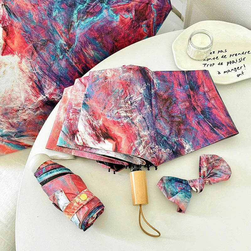Dame sammenleggbart paraply med kreativt kunstdesign Luvikno