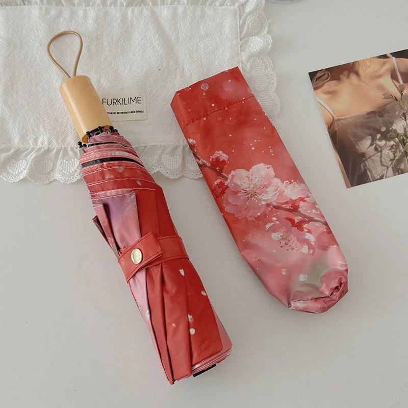 Damer Sammenleggbar Paraply med innovativt Blomstermotiv Luvikno