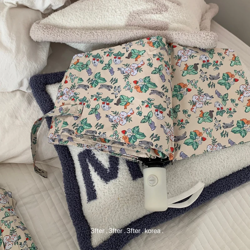 Damer Sammenleggbart Paraply med blomstret Vintage-design Luvikno