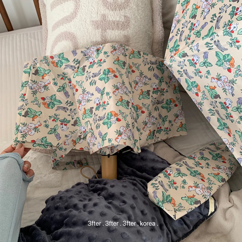 Damer Sammenleggbart Paraply med blomstret Vintage-design Luvikno