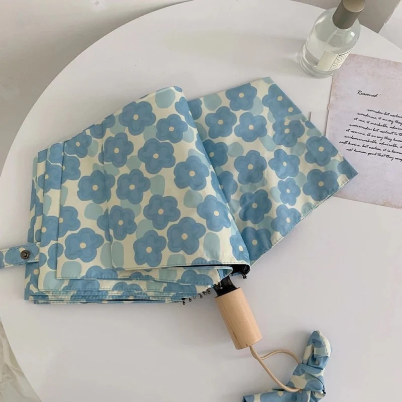 Damen Sammenleggbart paraply med blomsterdesign Luvikno