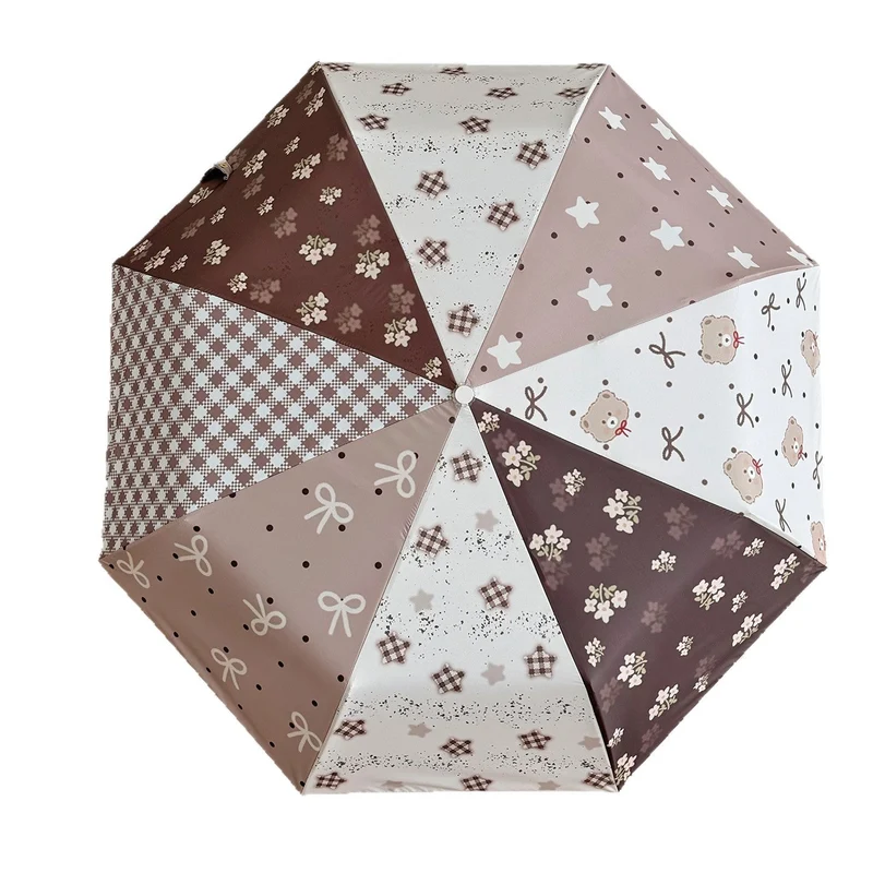 Dame Sammenleggbart Paraply med eksklusiv Patchwork-design Luvikno
