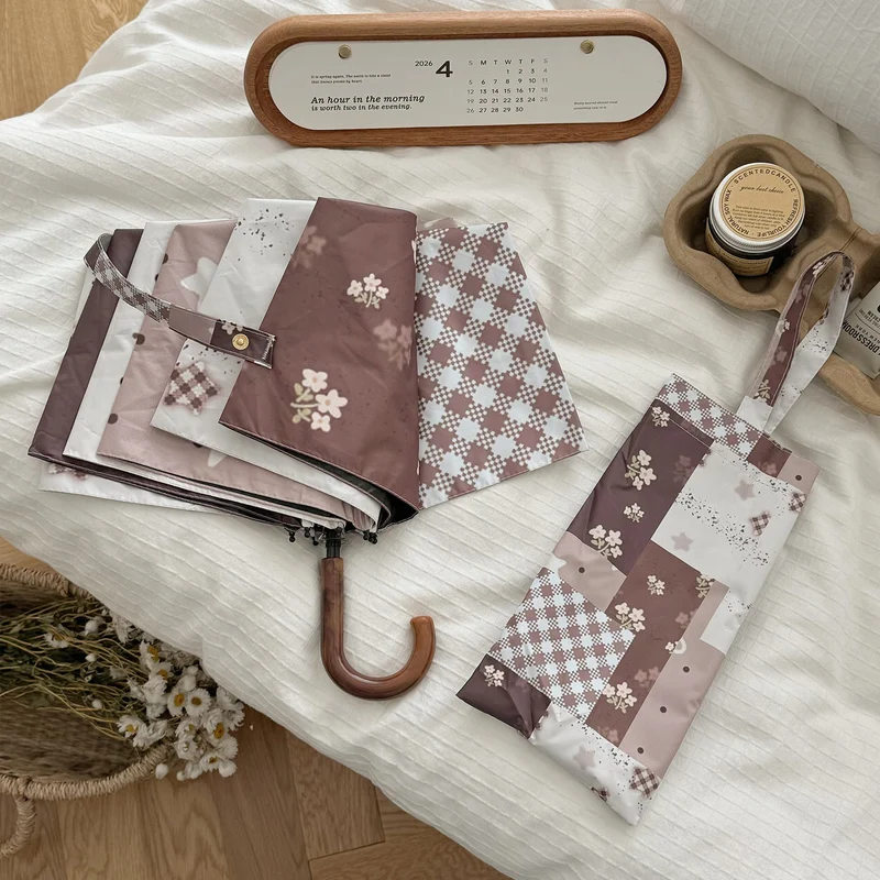 Dame Sammenleggbart Paraply med eksklusiv Patchwork-design Luvikno