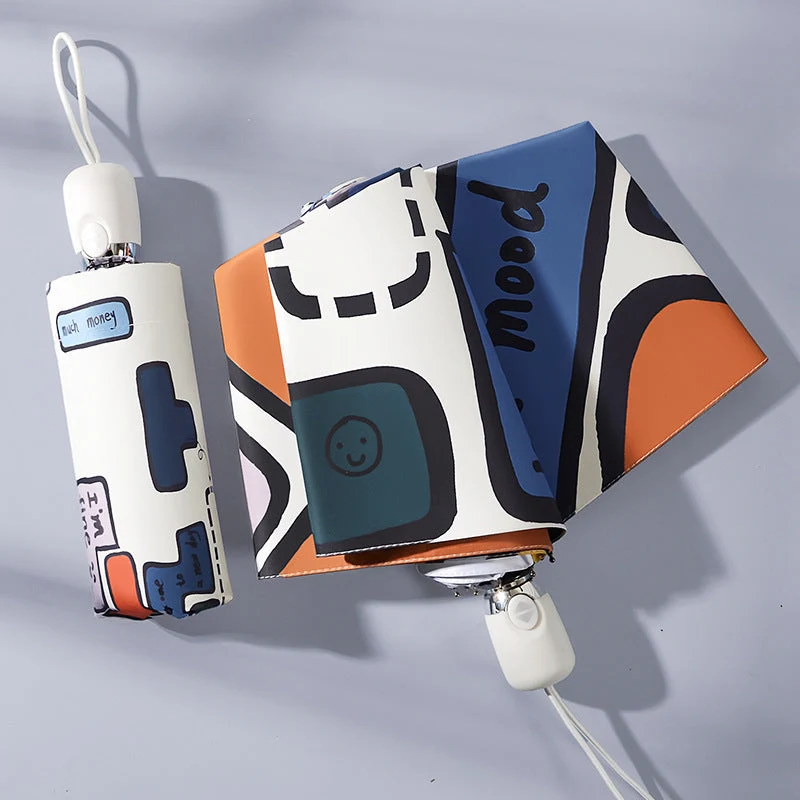 Dame sammenleggbar paraply med unikt grafisk design Luvikno