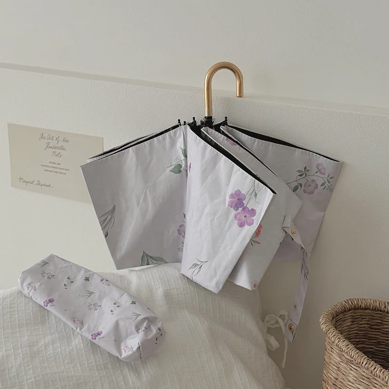Damer Sammenleggbar Paraply med elegant blomstermønster Luvikno